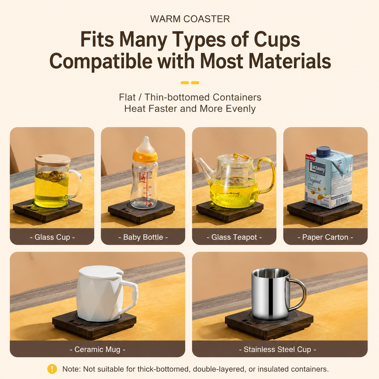 Yellow Coffee Mug Warmer Set with Glass Mug and Lid USB Powered 13W Constant Temperature Heating Coaster V888-ELOSUNG543044