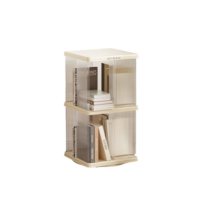 Rotating Storage Bookshelf Square 2 layers- Cream White Multi-Layer Storage Rack, 36x36x69.5cm (ABS+PET) V888-ELOSUNG544