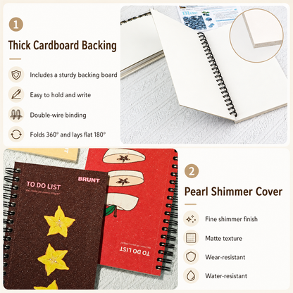 Fruit Series To Do List Notebook (Apple) – Spiral Bound Journal with Cute Fruit Cover, 80 Sheets, Portable Planner for Daily Notes, Study, Office and Personal Organisation