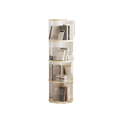 Rotating circular bookshelf with four layers- Cream White Multi-Layer Storage Rack, 40.5x40.5x135.5cm V888-ELOSUNG550