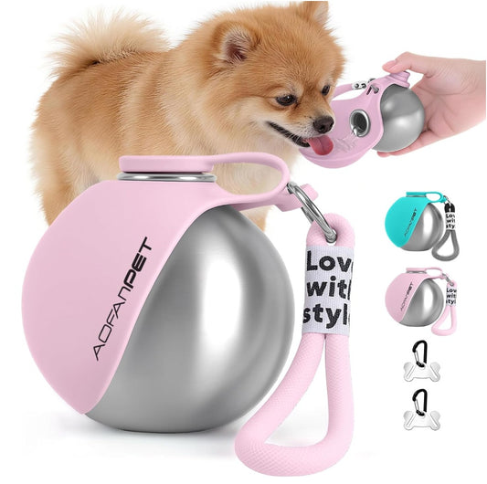 Creative Portable Outdoor Pet Water Bottle - Stainless Steel Dog Water Cup with Dispenser Bowl for Travel V888-ELOSUNG60004