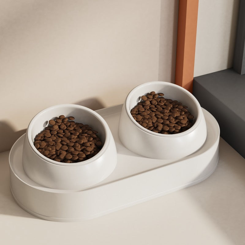 Cat slanted mouth bowl ceramic double bowl white 40 * 22 * 12CM V888-ELOSUNG948