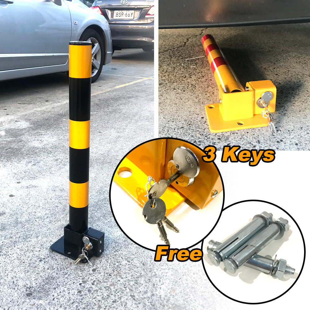 Fold Down Vehicle Security Car Parking Lock Safety Barrier Bollard Locker Barrier -Black V891-CAR-RCBB-X1