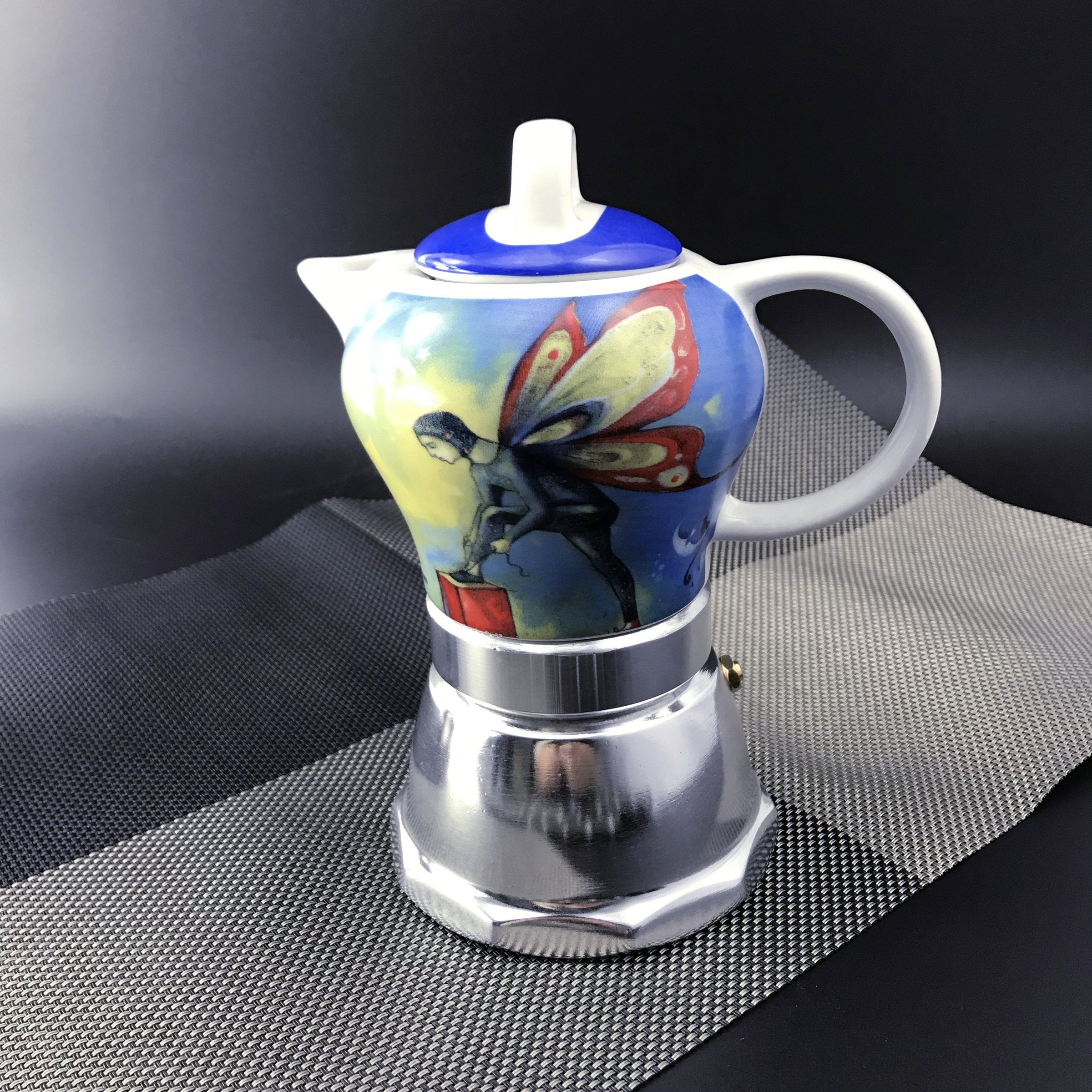 Fairy Vintage Porcelain Ceramic Italian Stove Top Espresso Coffee Maker 3-4Cups 200ml V891-HW-CCMF-X1