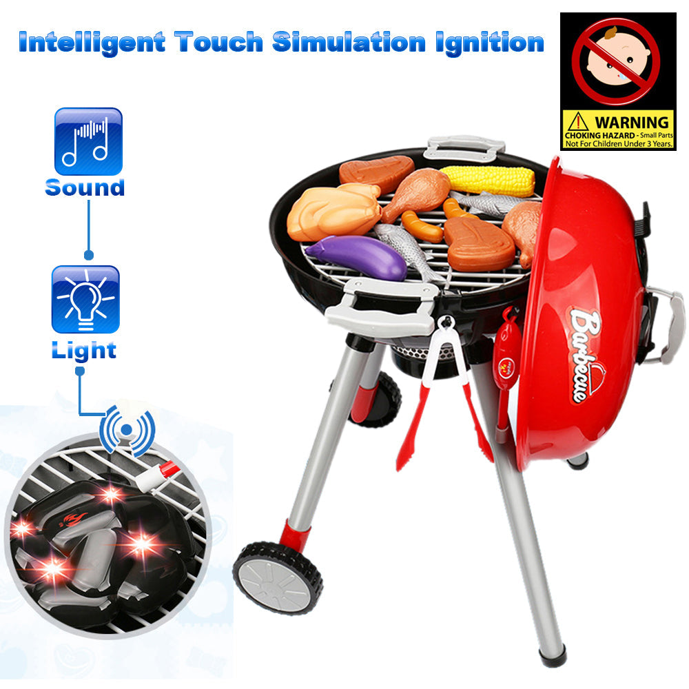Kids BBQ Pretend Play Cooking Set Sausages Utensils Barbecue Grill Toy Cooker V891-TOY-BBQS-X1