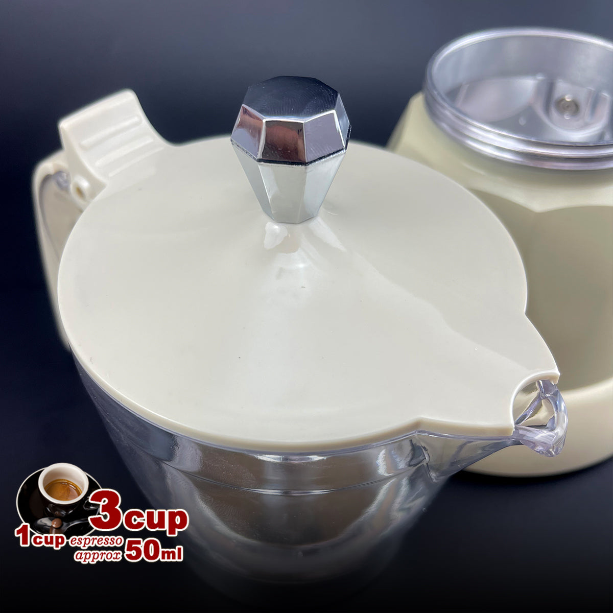 Latest Styles Electric Aluminum Espresso Moka Coffee Maker 3cups Italian Classic - Cream V891-ZY-COF-EM3CREAM-X1