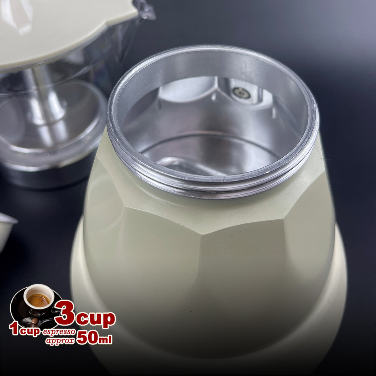 Latest Styles Electric Aluminum Espresso Moka Coffee Maker 3cups Italian Classic - Cream V891-ZY-COF-EM3CREAM-X1