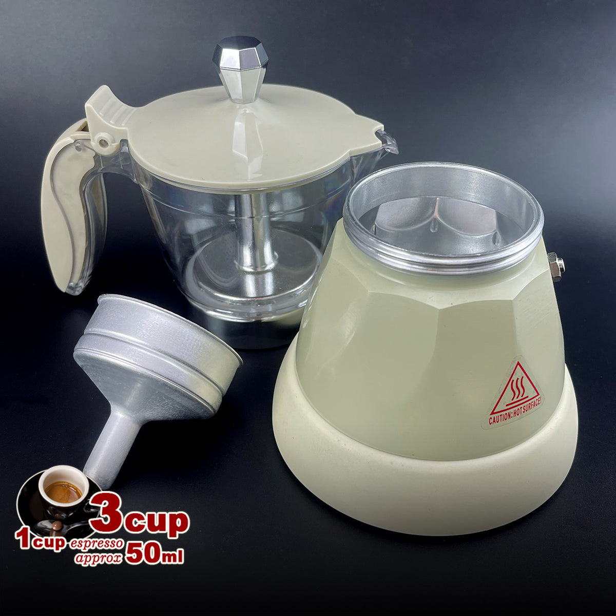 Latest Styles Electric Aluminum Espresso Moka Coffee Maker 3cups Italian Classic - Cream V891-ZY-COF-EM3CREAM-X1
