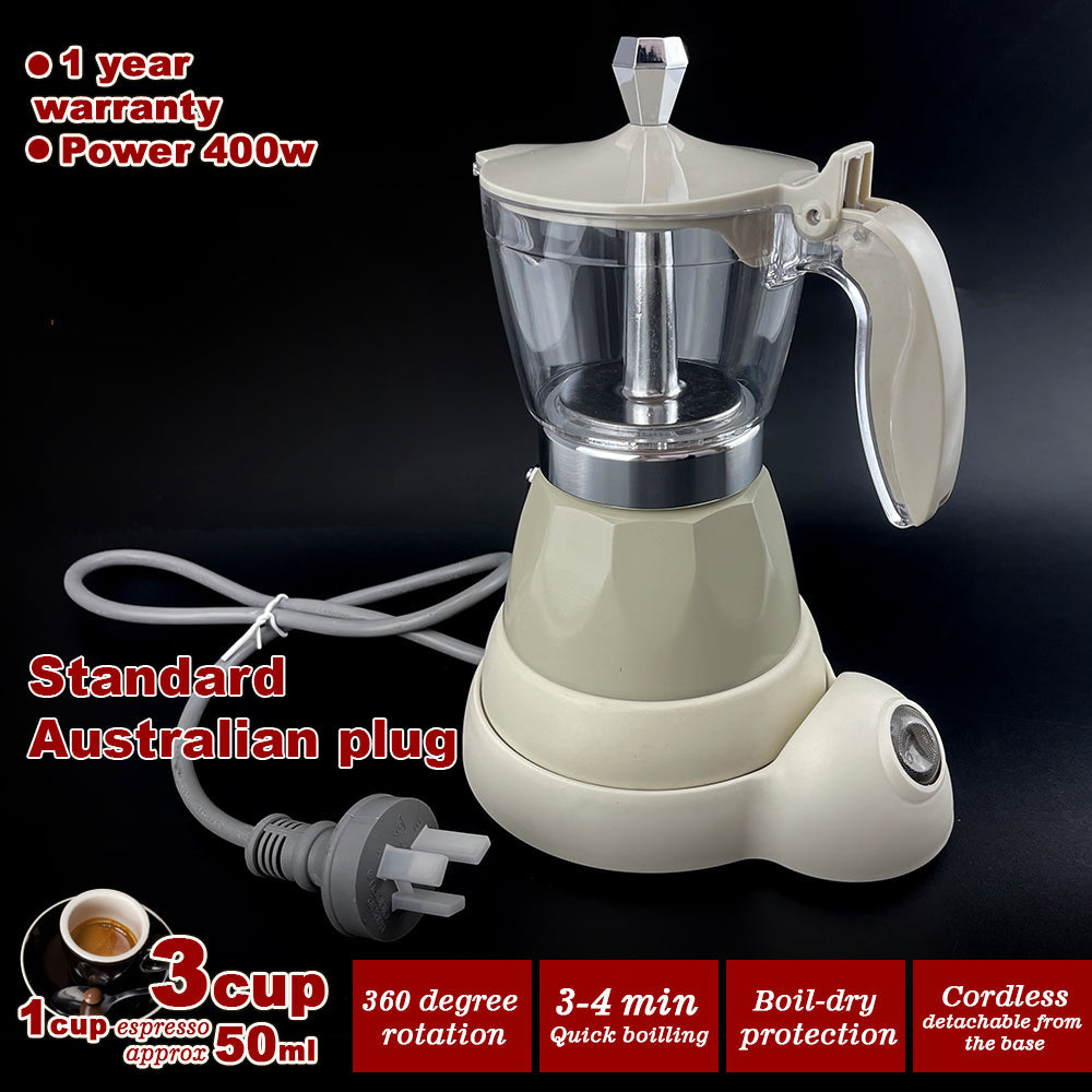 Latest Styles Electric Aluminum Espresso Moka Coffee Maker 3cups Italian Classic - Cream V891-ZY-COF-EM3CREAM-X1