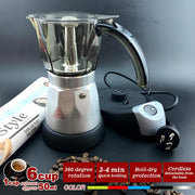 Silver Electric Moka Coffee Maker Espresso Machine Italian Classic 6 Cups Auto Power V891-ZY-COF-EM6S-X1