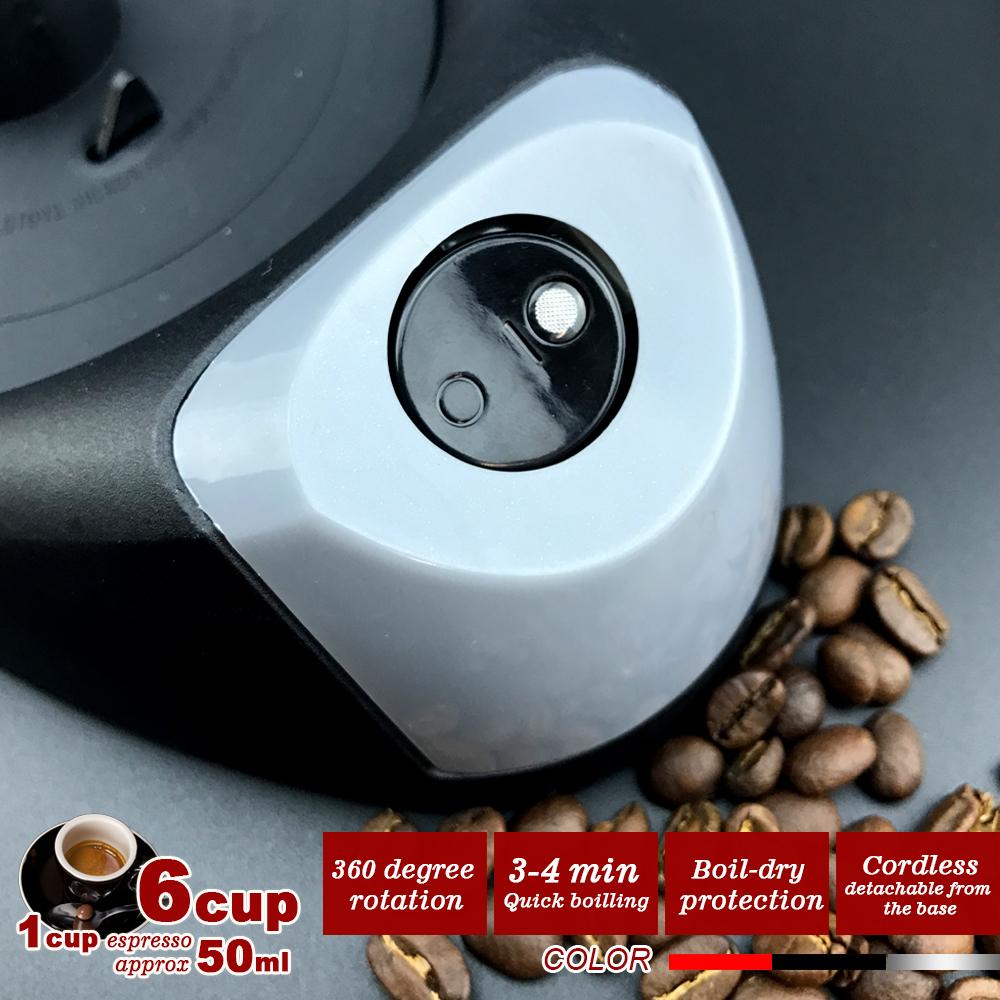 Silver Electric Moka Coffee Maker Espresso Machine Italian Classic 6 Cups Auto Power V891-ZY-COF-EM6S-X1