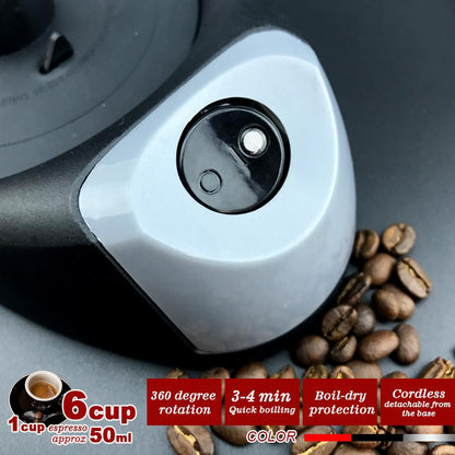 Silver Electric Moka Coffee Maker Espresso Machine Italian Classic 6 Cups Auto Power V891-ZY-COF-EM6S-X1