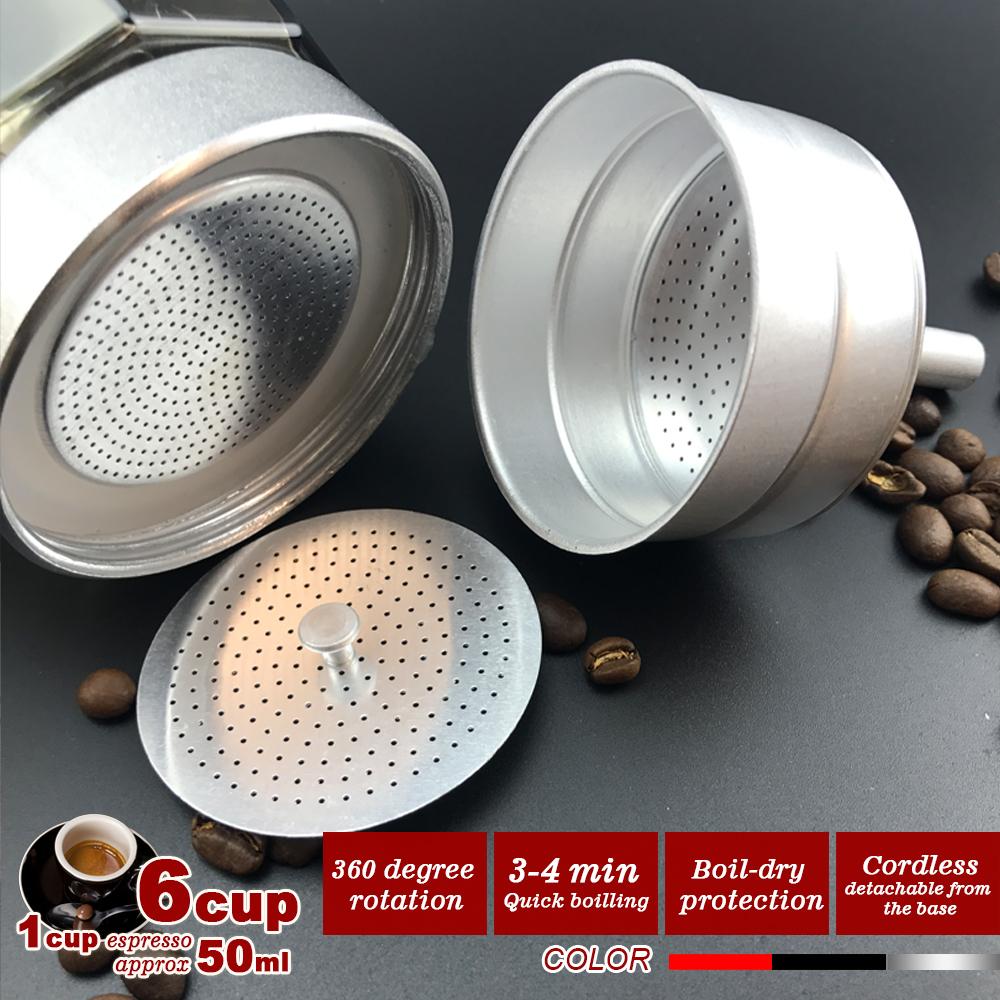 Silver Electric Moka Coffee Maker Espresso Machine Italian Classic 6 Cups Auto Power V891-ZY-COF-EM6S-X1