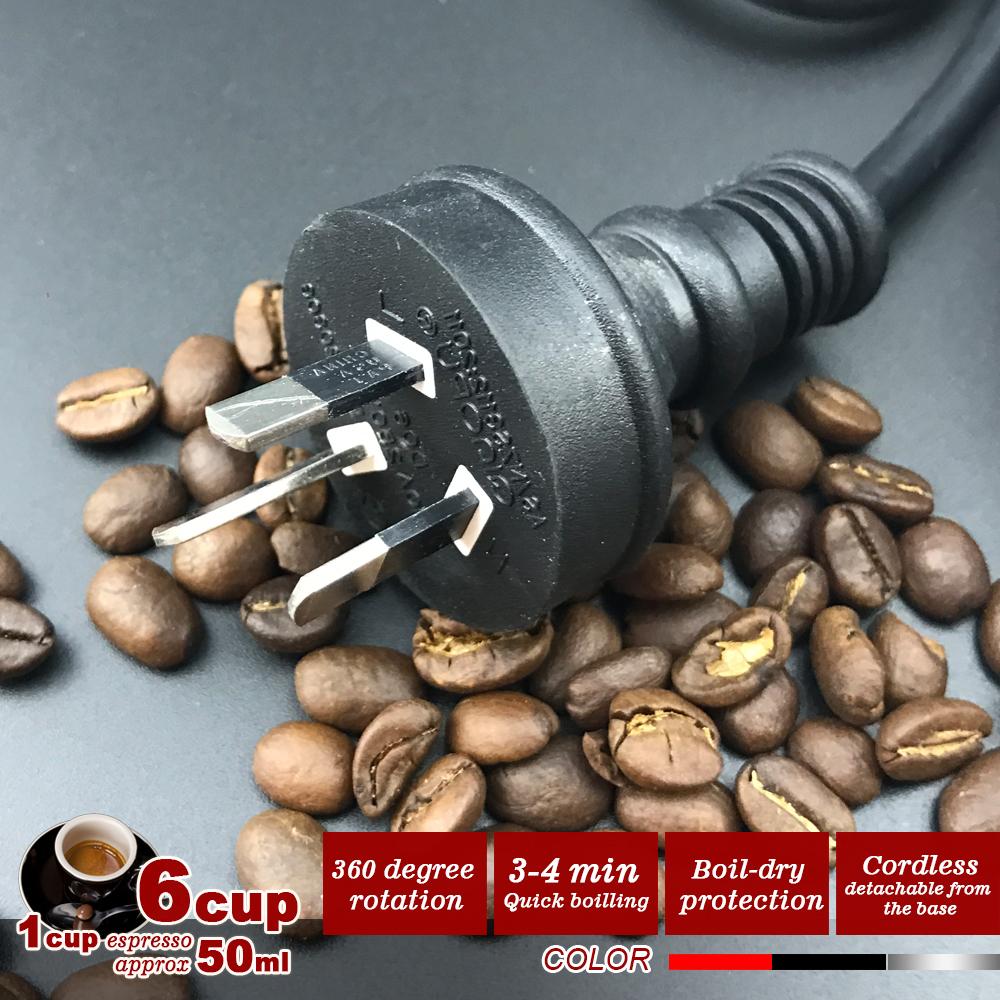 Silver Electric Moka Coffee Maker Espresso Machine Italian Classic 6 Cups Auto Power V891-ZY-COF-EM6S-X1