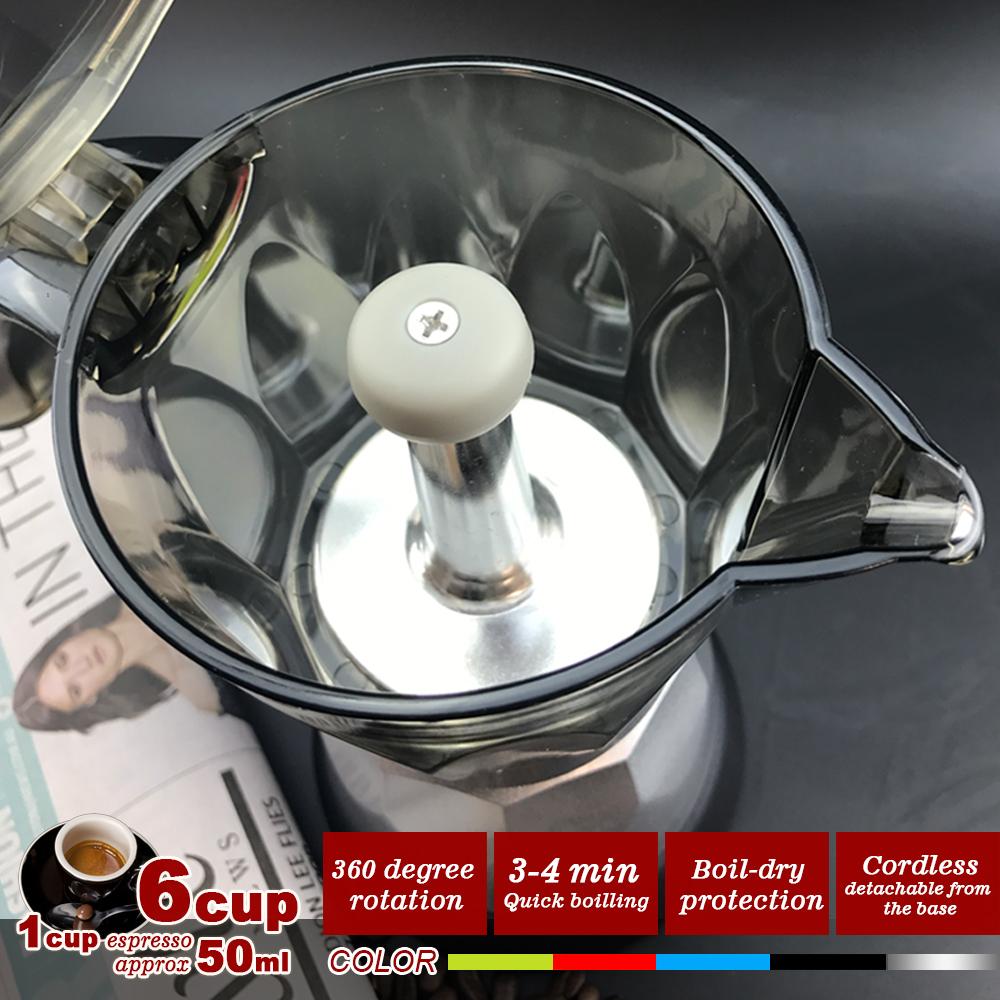 Silver Electric Moka Coffee Maker Espresso Machine Italian Classic 6 Cups Auto Power V891-ZY-COF-EM6S-X1