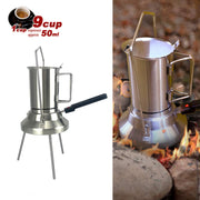 2 In 1 Camping Stainless Steel 9Cup Pot Moka Coffee Maker Italian Espresso Kettle 2024 NEW MODLE V891-ZY-COF-NOE-CAMPING9CUP-X1