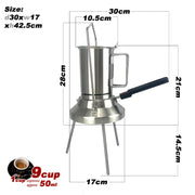 2 In 1 Camping Stainless Steel 9Cup Pot Moka Coffee Maker Italian Espresso Kettle 2024 NEW MODLE V891-ZY-COF-NOE-CAMPING9CUP-X1
