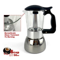 Borosilicate Glass Stainless Steel Moka Pot Coffee Maker Italian Espresso 6Cups V891-ZY-COF-NOE-GLASS6CUP-W-X1