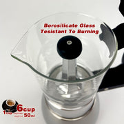 Borosilicate Glass Stainless Steel Moka Pot Coffee Maker Italian Espresso 6Cups V891-ZY-COF-NOE-GLASS6CUP-W-X1