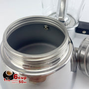 Borosilicate Glass Stainless Steel Moka Pot Coffee Maker Italian Espresso 6Cups V891-ZY-COF-NOE-GLASS6CUP-W-X1