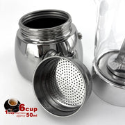 Borosilicate Glass Stainless Steel Moka Pot Coffee Maker Italian Espresso 6Cups V891-ZY-COF-NOE-GLASS6CUP-W-X1
