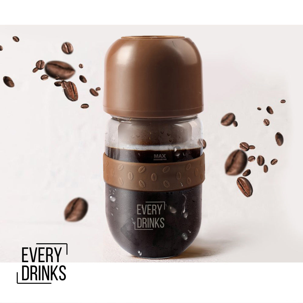 Brown All in1 Anywhere Portable Drip Pour Over Coffee Maker + Electric Grinder + Juice Blender Anywhere V891-ZY-EVEDRB-X1