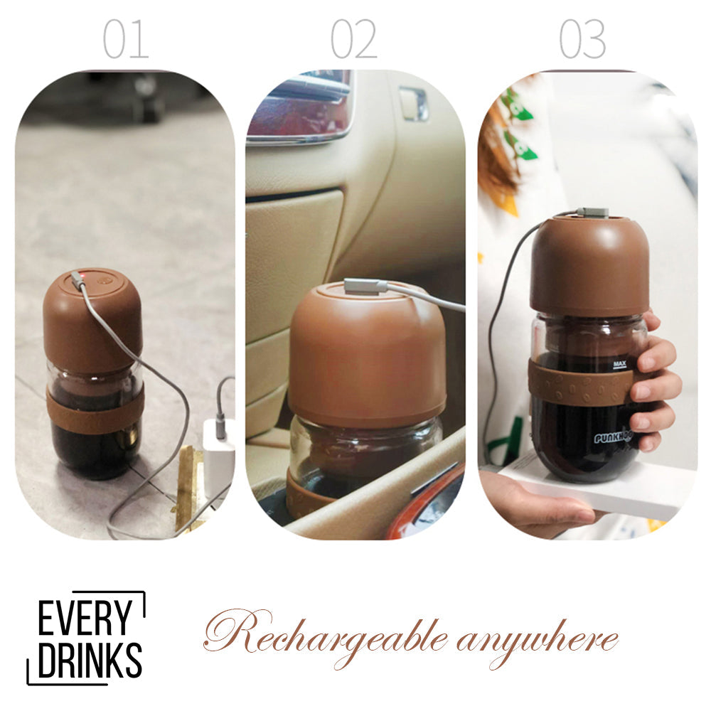 Brown All in1 Anywhere Portable Drip Pour Over Coffee Maker + Electric Grinder + Juice Blender Anywhere V891-ZY-EVEDRB-X1