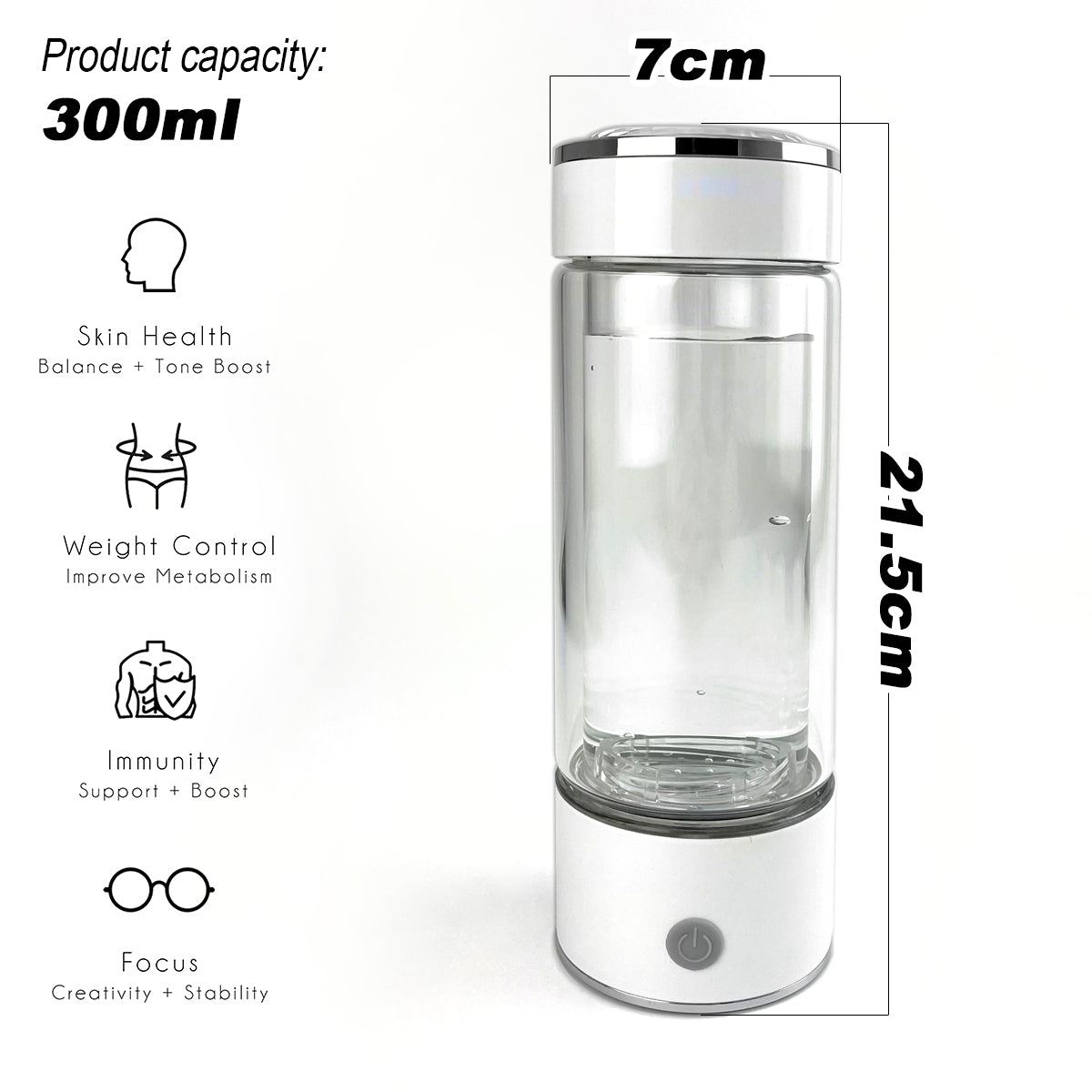 300ml H2 Hydrogen Water Bottle Alkaline Ionizer High compatibility AU V891-ZY-H2BOTTLE-X1