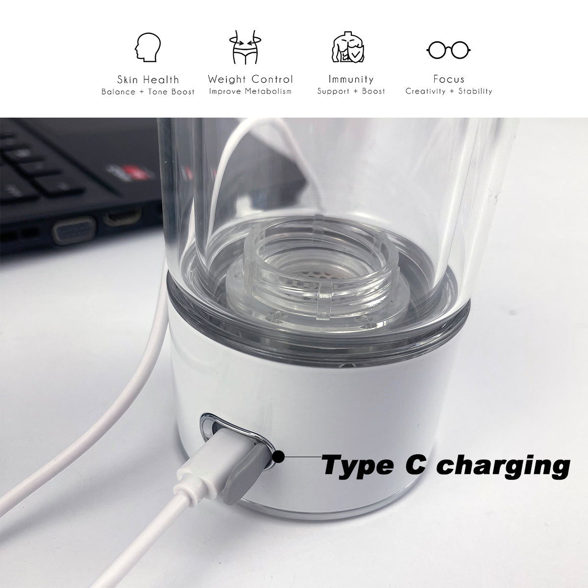 300ml H2 Hydrogen Water Bottle Alkaline Ionizer High compatibility AU V891-ZY-H2BOTTLE-X1