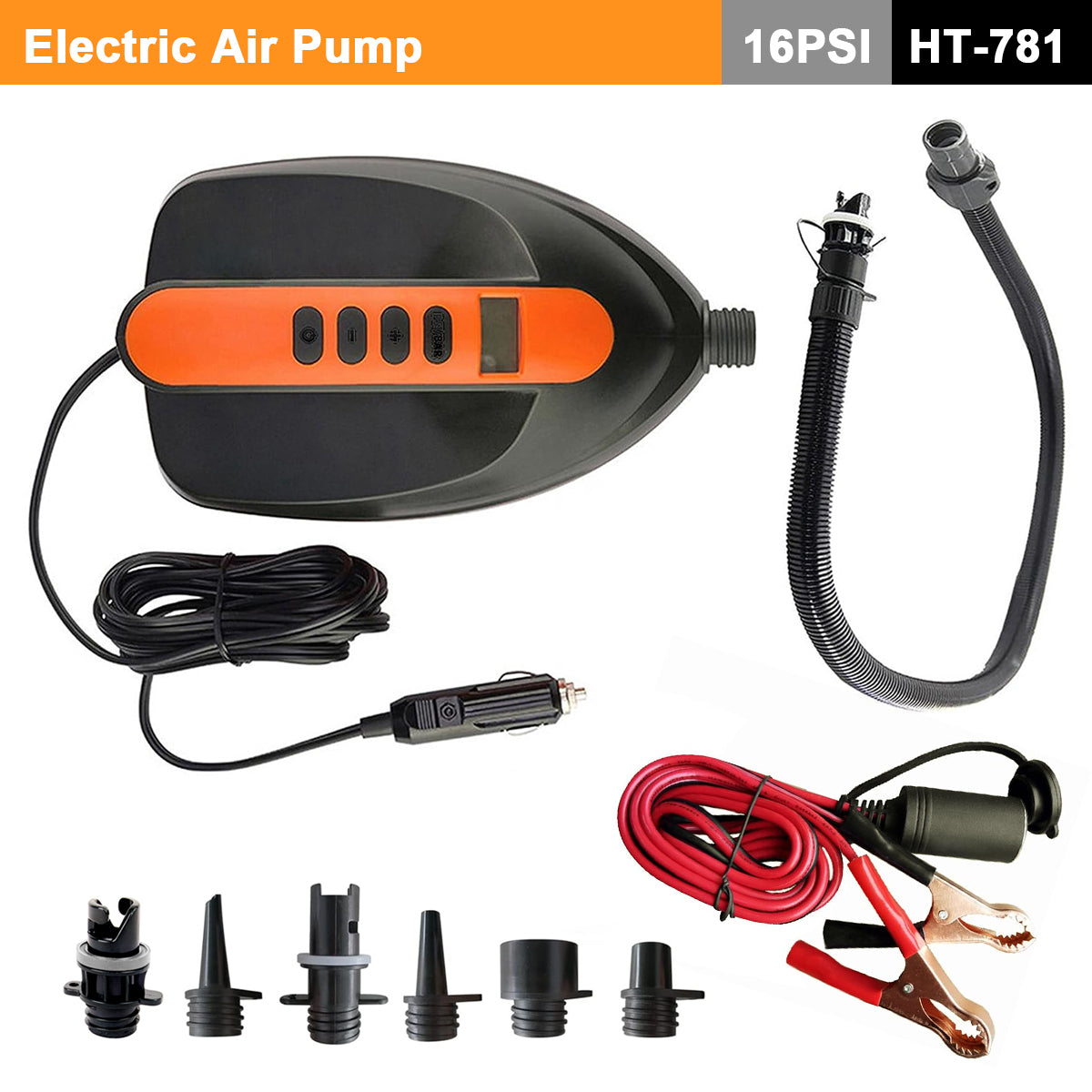 Electric 16PSI HT-781 High Pressure SUP Electric Air Pump 12V DC Paddle Board 16/20PSI Auto-Off V891-ZY-PUMPHT781-X1
