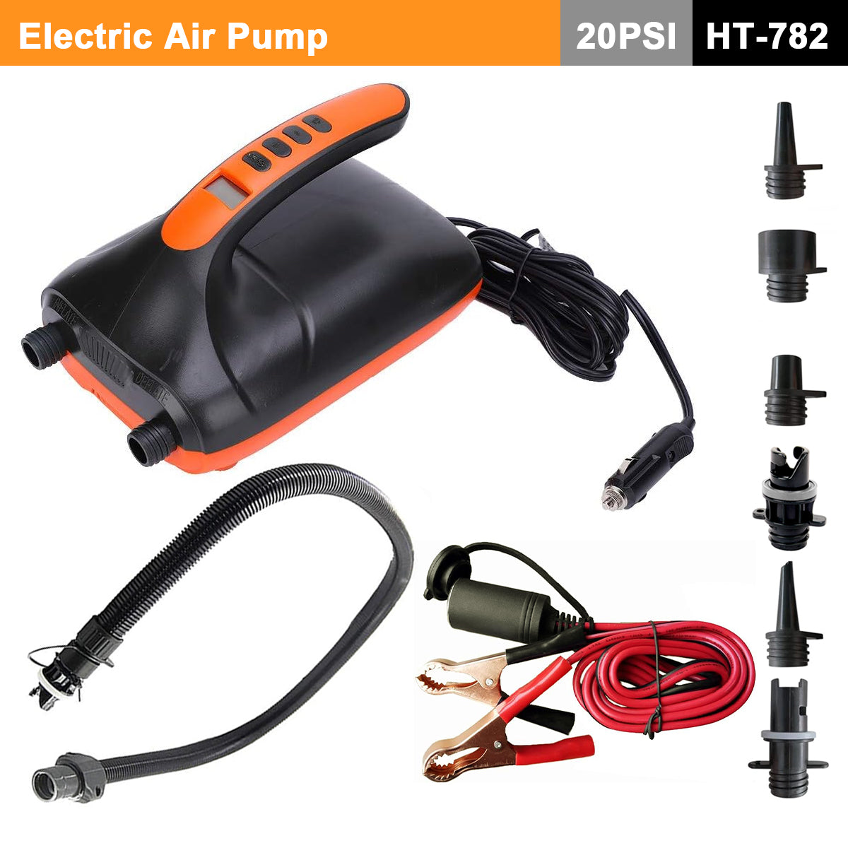 Electric 20PSI HT-782 High Pressure SUP Electric Air Pump 12V DC Paddle Board V891-ZY-PUMPHT782-X1