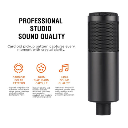 Sonictrek Studio Streaming Podcaster USB Microphone With Desk Tripod V893-SONITREK-PODCASTER-MICROPHONE