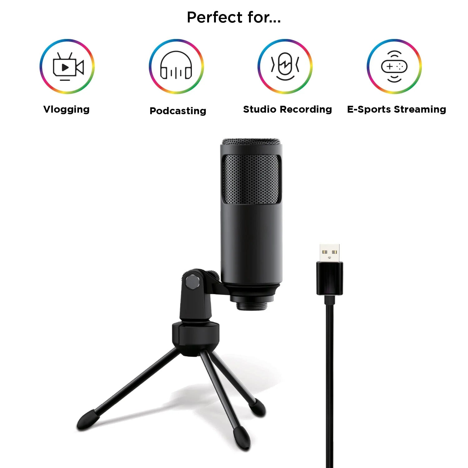 Sonictrek Studio Streaming Podcaster USB Microphone With Desk Tripod V893-SONITREK-PODCASTER-MICROPHONE