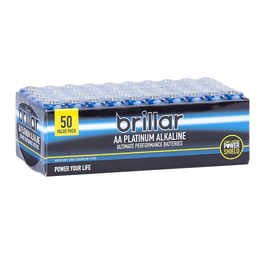 50 Pcs Brillar AA Platinum Alkaline Batteries V915-BR0047X5