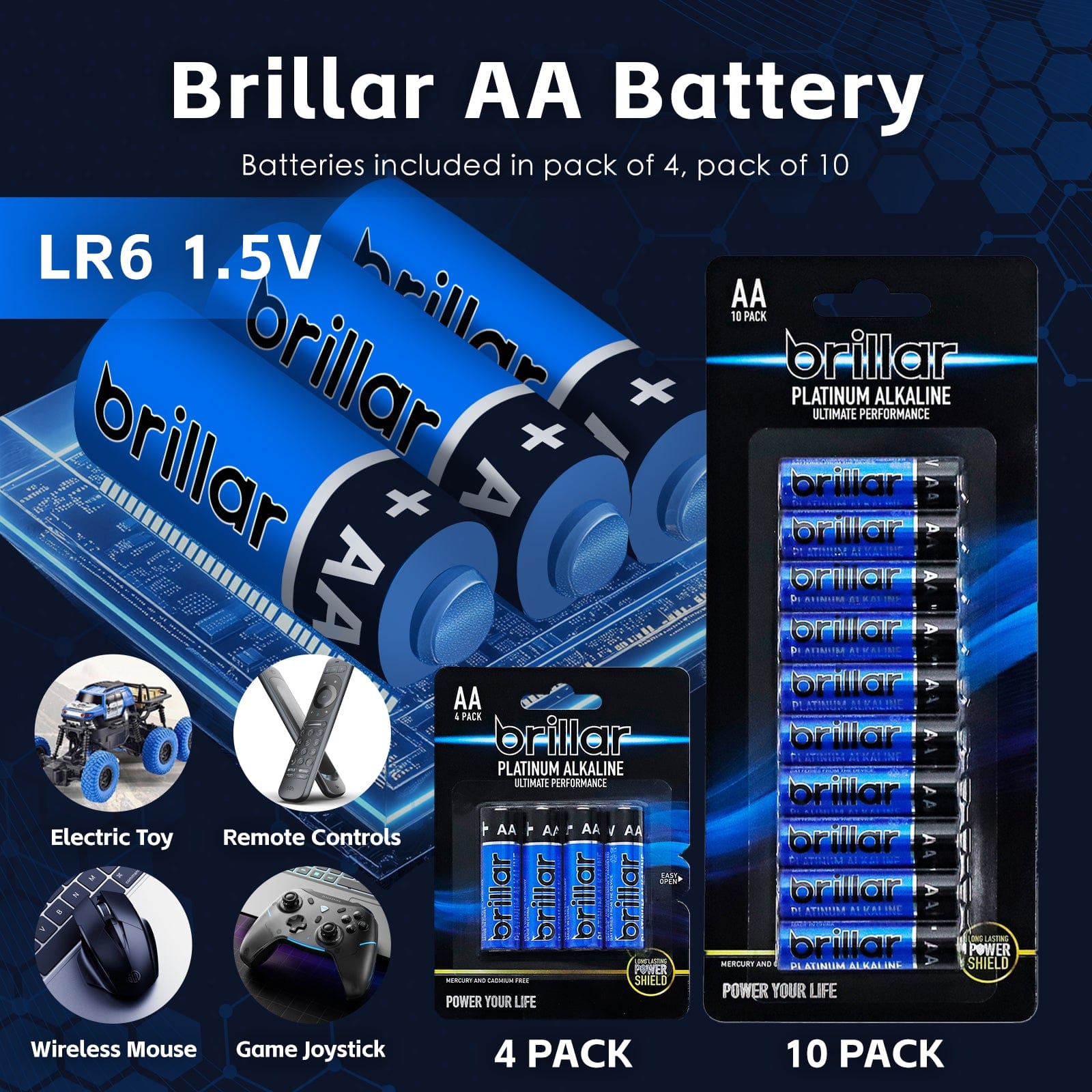 48 Pcs Brillar AA Platinum Alkaline Batteries V915-BR0063X2
