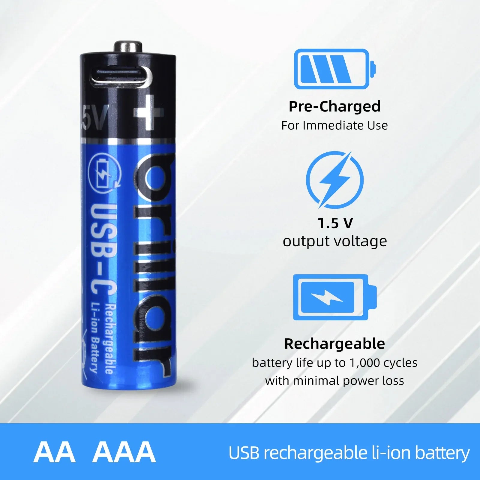 2 PCS AAA USB Rechargeable LI-ION Battery V915-BR0073