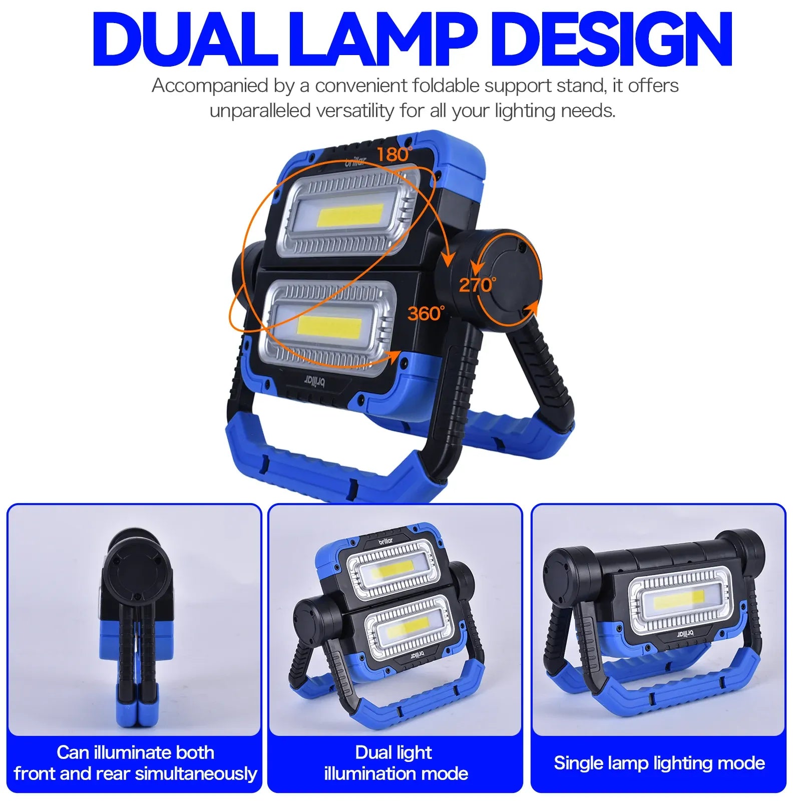 Brillar 600 Lumen Versatile 360 degrees Rotating COB LED Work Lamp V915-BR0108