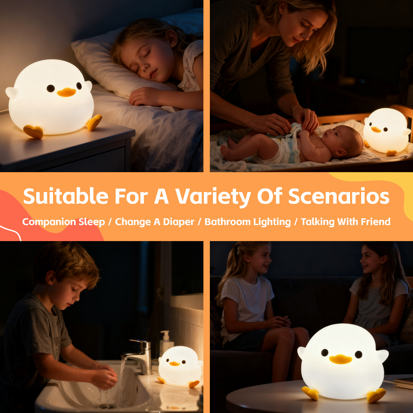 Squishy Cute Duck Night Light V915-BR0119