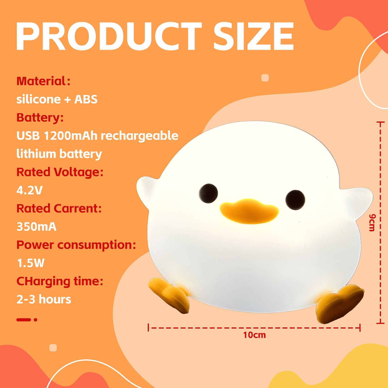 Squishy Cute Duck Night Light V915-BR0119