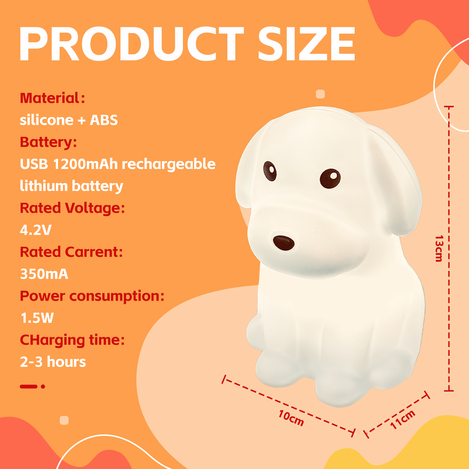 Squishy Dog Night Light V915-BR0120