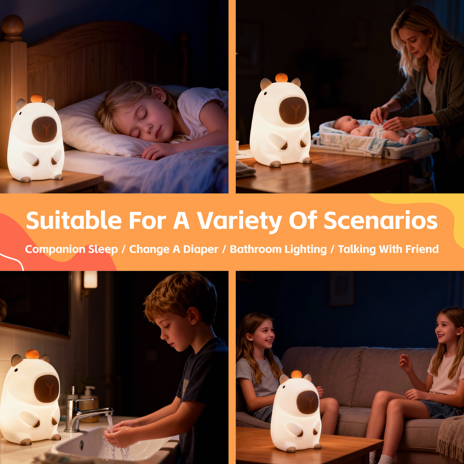 Squishy Capybara Night Light V915-BR0122