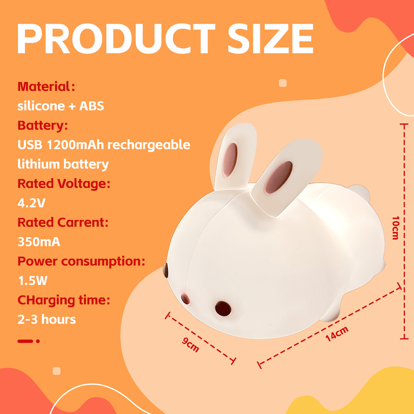 Squishy Cute Bunny Night Light V915-BR0124