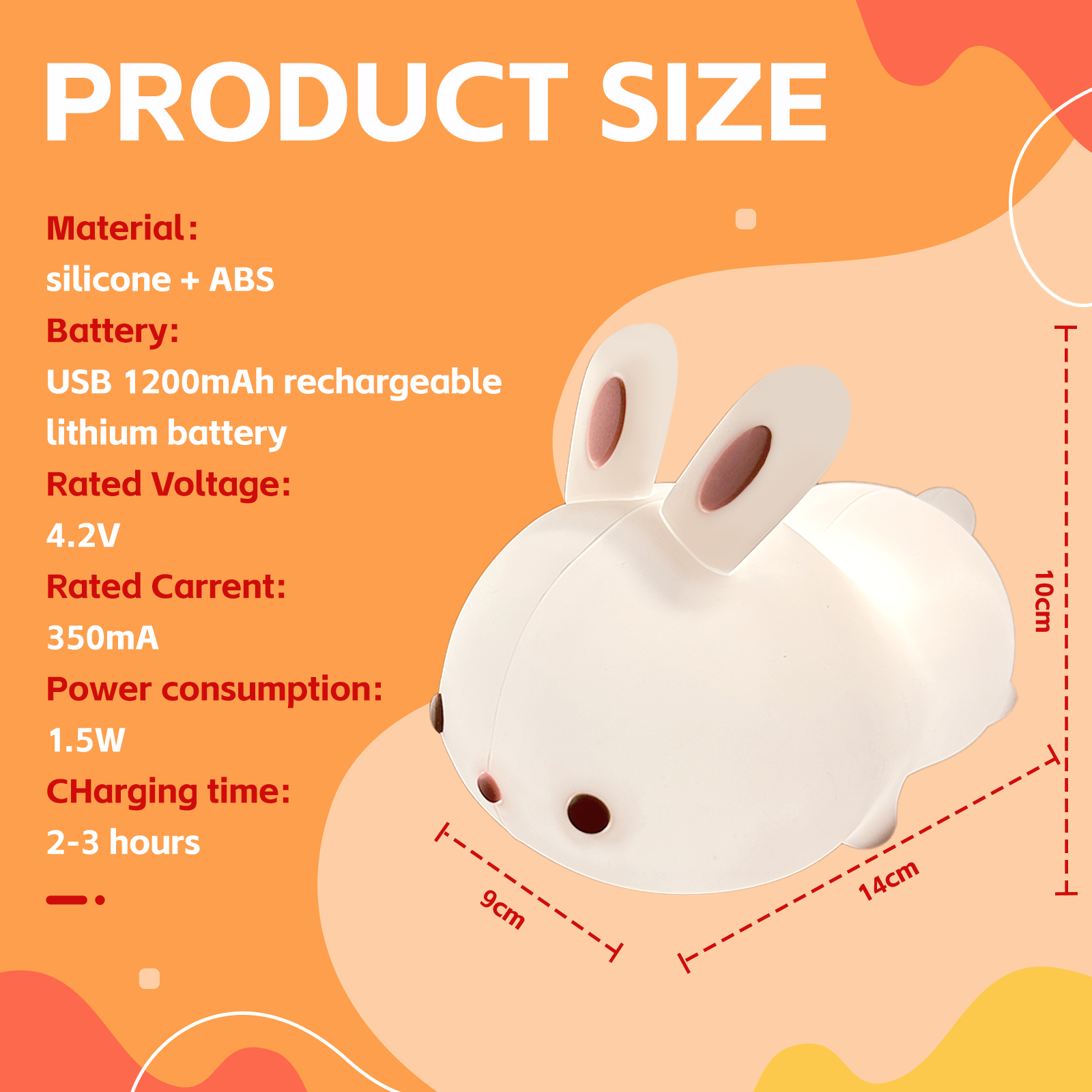 Squishy Cute Bunny Night Light V915-BR0124