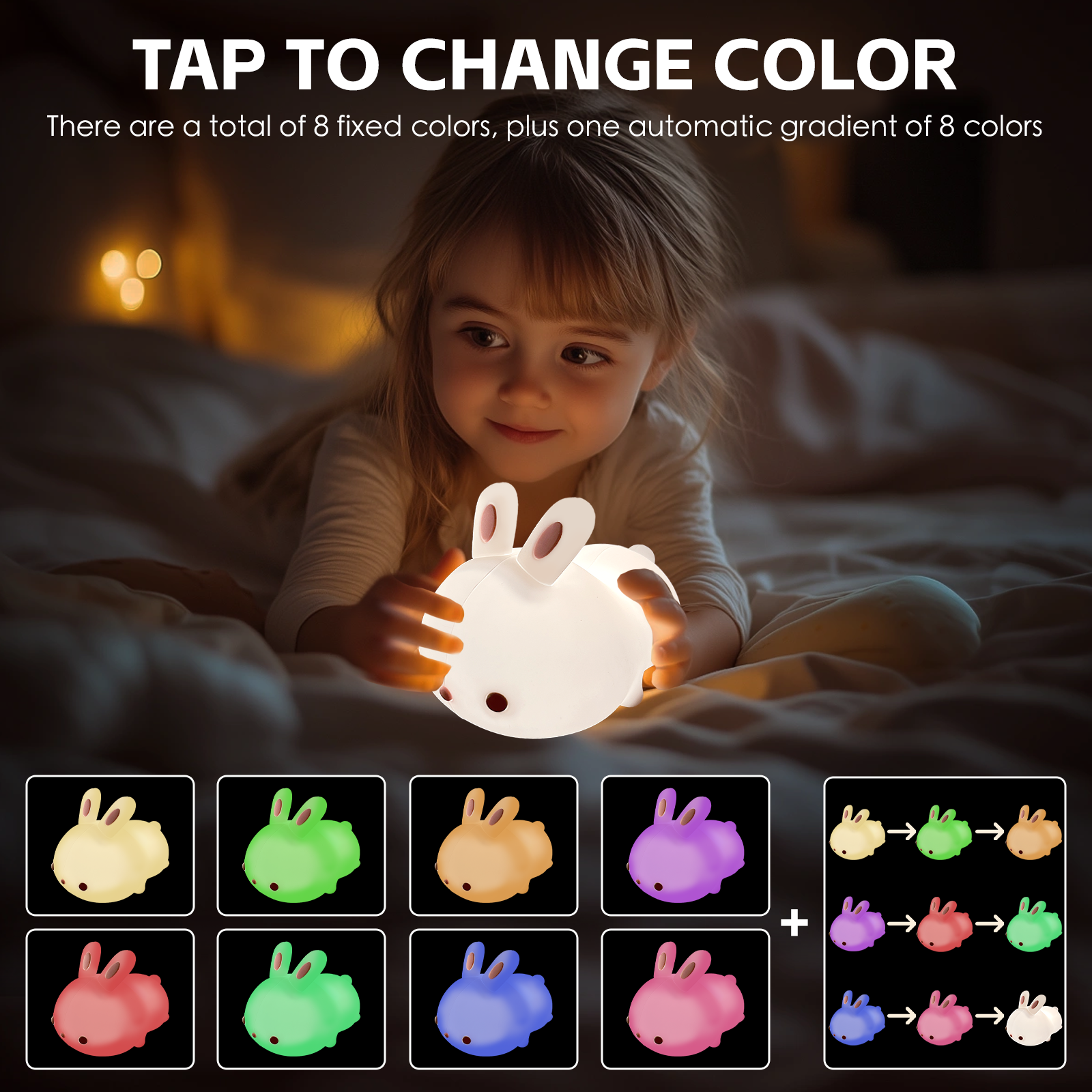 Squishy Cute Bunny Night Light V915-BR0124