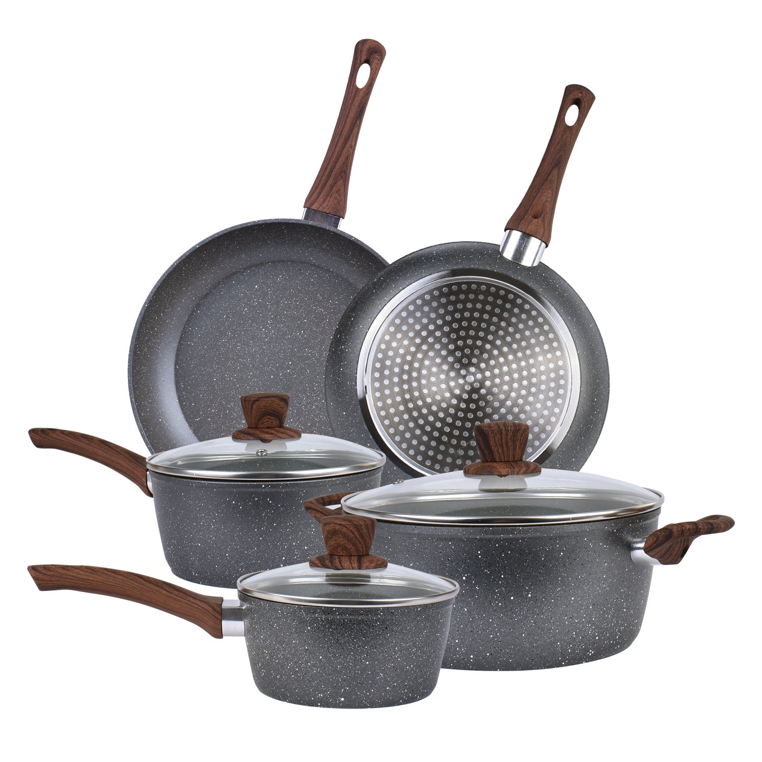 5Pieces Non-Stick Marble Coating Saucepan/Casserole/Fry Pan Cookware Set V915-CV0057