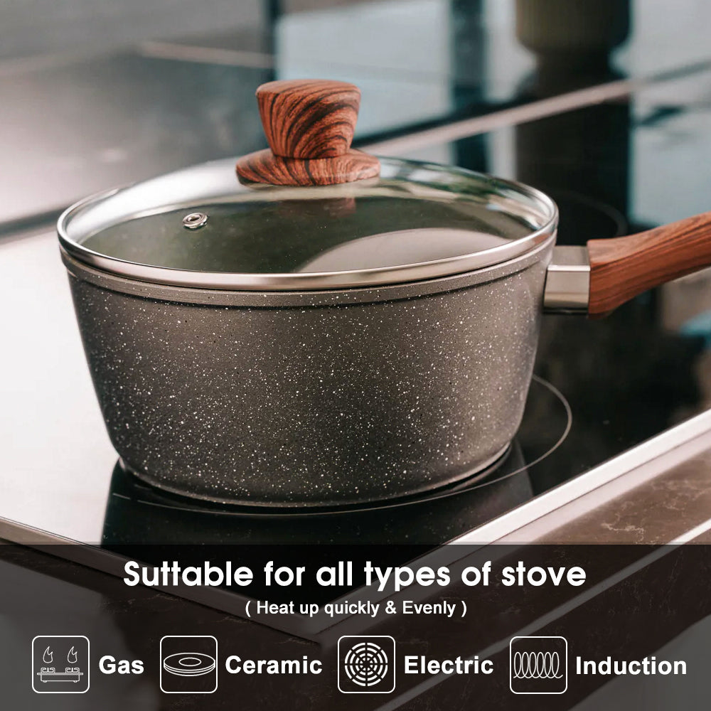 5Pieces Non-Stick Marble Coating Saucepan/Casserole/Fry Pan Cookware Set V915-CV0057