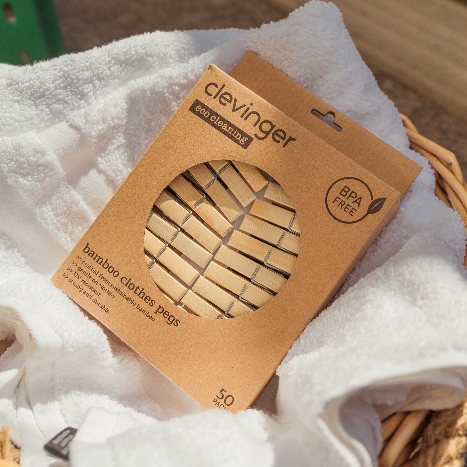100 Pcs Eco Bamboo Clothes Pegs V915-CV0146X2