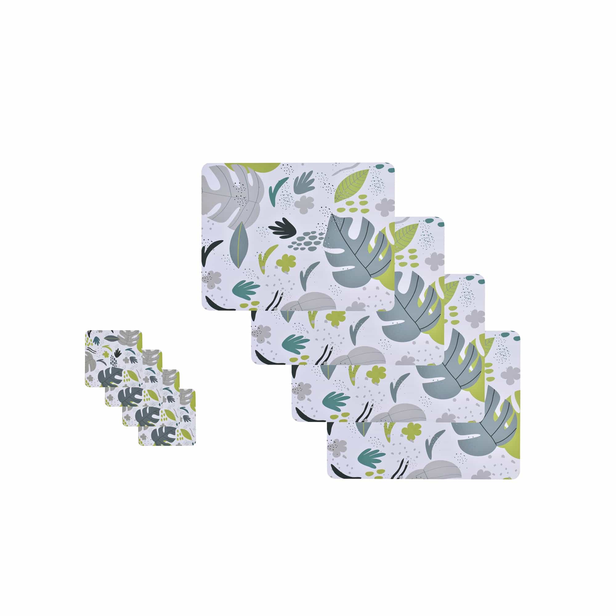 8 Pcs Clevinger MDF Placemats and Coasters Monstera V915-CV0287-CV0288