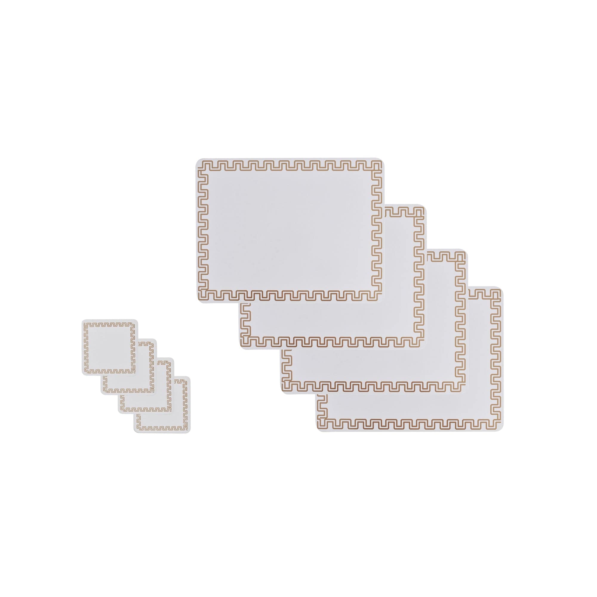 8 Pcs Clevinger MDF Placemats and Coasters Gold Border V915-CV0291-CV0292