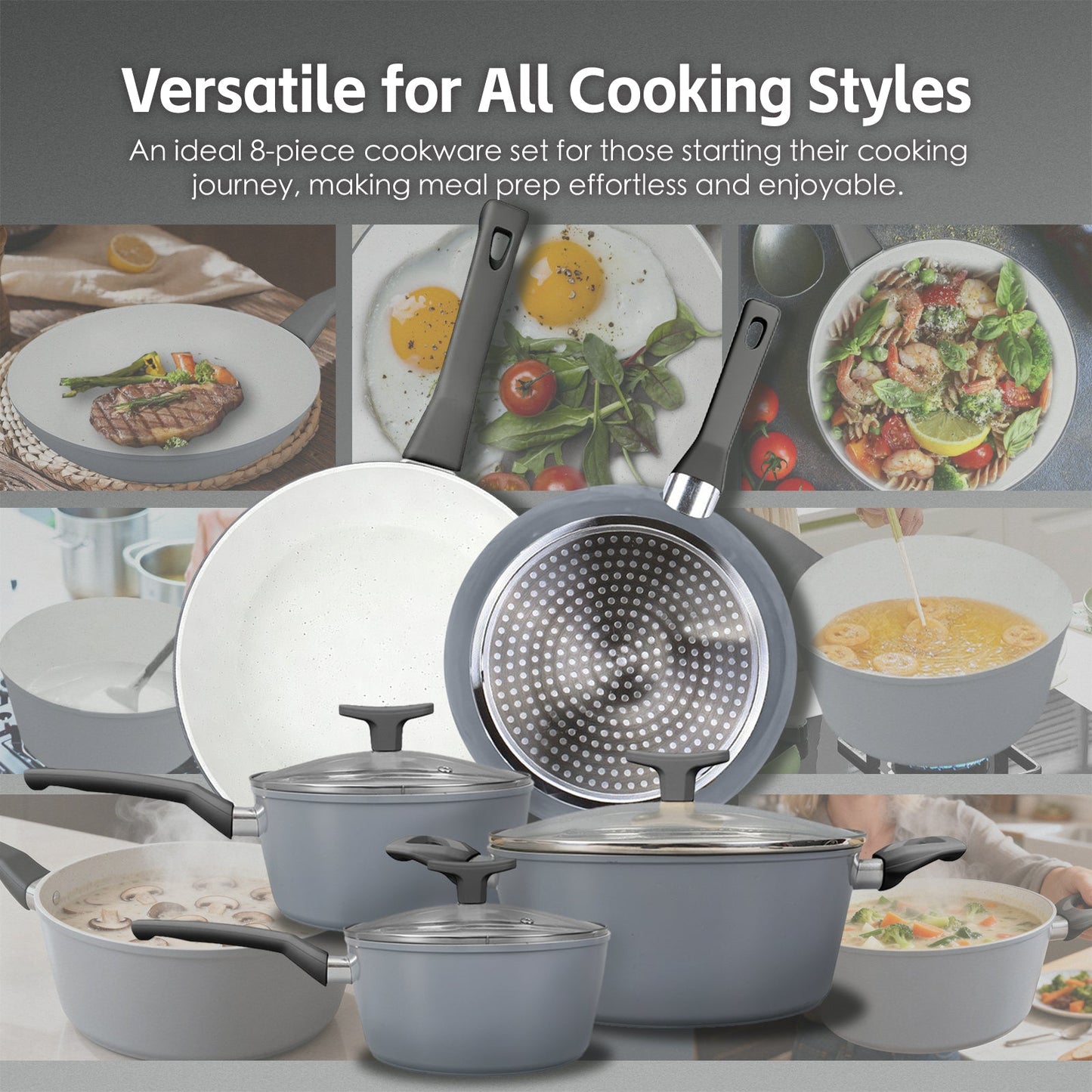 8 Pcs Clevinger Non-Stick Cookware Set V915-CV0316